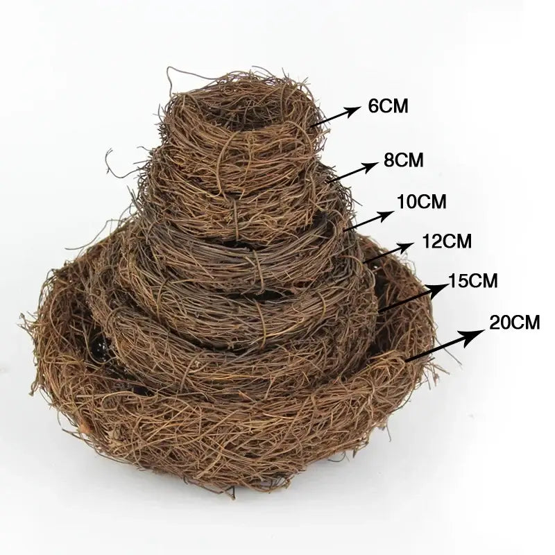 Rustic brown rattan bird nest with eggs living room decor garden set