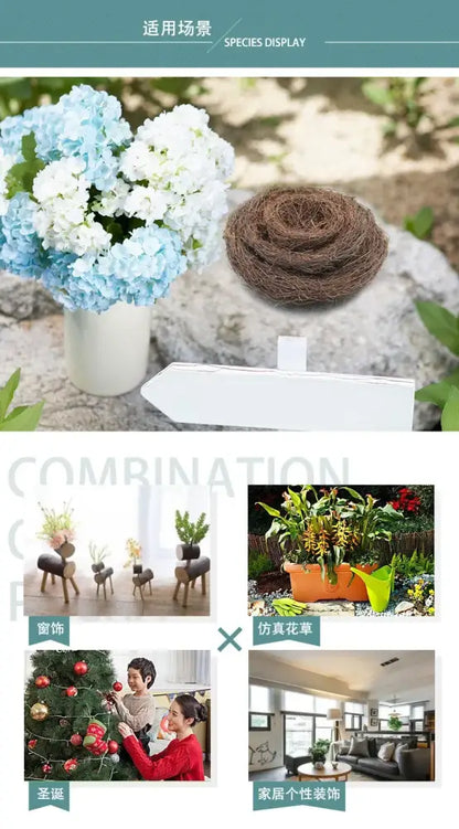 Rustic brown rattan bird nest with eggs living room decor garden set