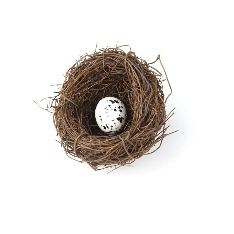 Rustic brown rattan bird nest with eggs living room decor garden set