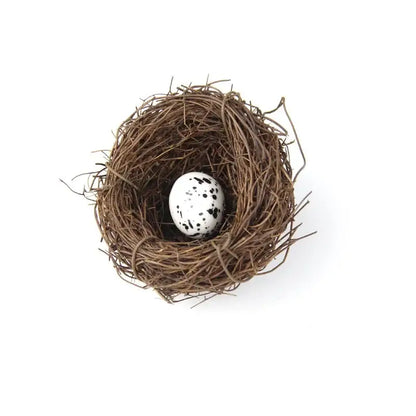 Rustic brown rattan bird nest with eggs living room decor garden set