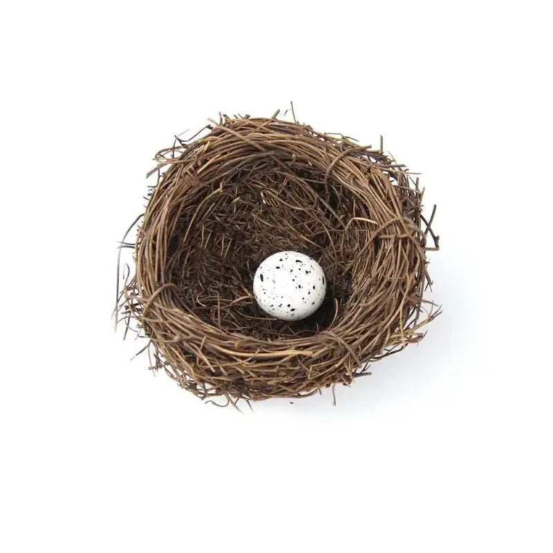 Rustic brown rattan bird nest with eggs living room decor garden set