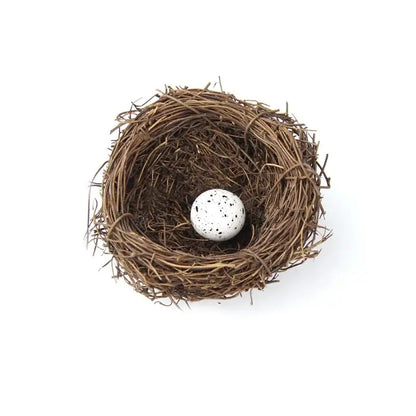 Rustic brown rattan bird nest with eggs living room decor garden set
