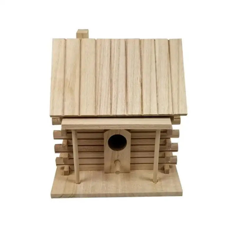 Rustic log cabin handmade wooden bird nest box garden decor