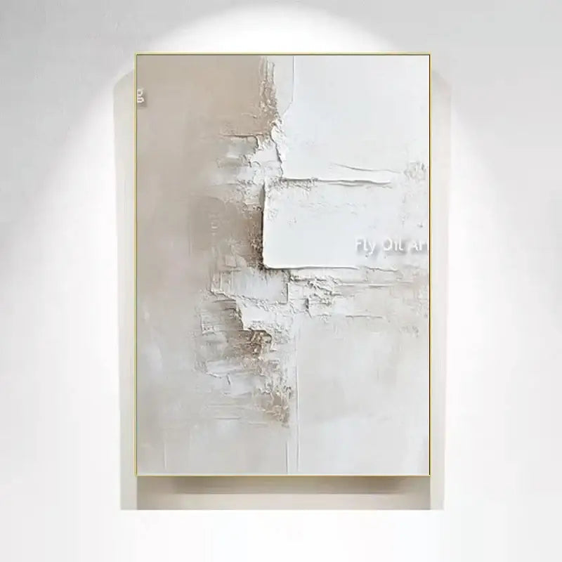 Abstract beige & white two canvas oil paintings living room decor