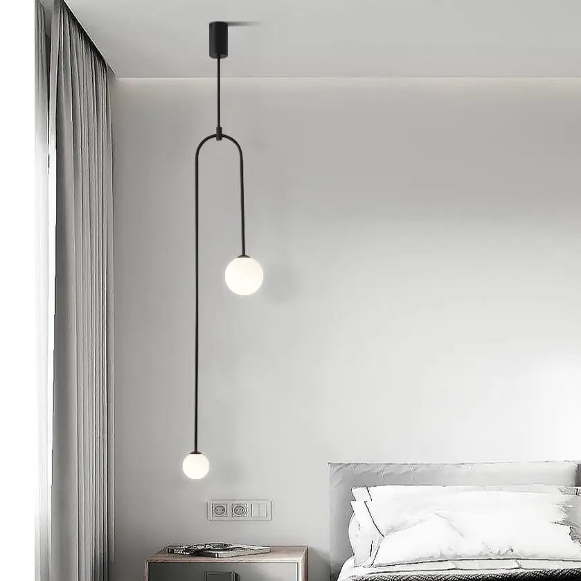 Minimalist black hanging lights with frosted glass for dining room