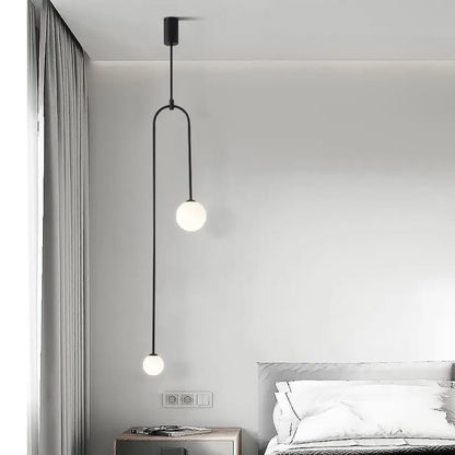 Minimalist black hanging lights with frosted glass for dining room