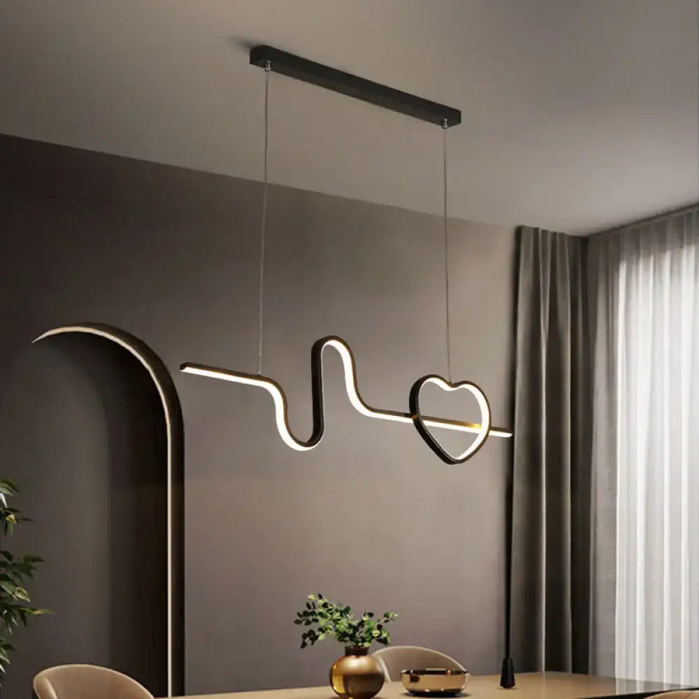 Modern gold heart line island pendant light fixture dining room