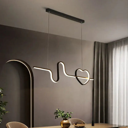Modern gold heart line island pendant light fixture dining room