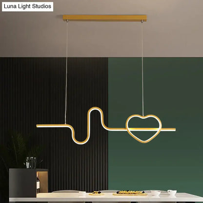 Modern gold heart line island pendant light fixture dining room