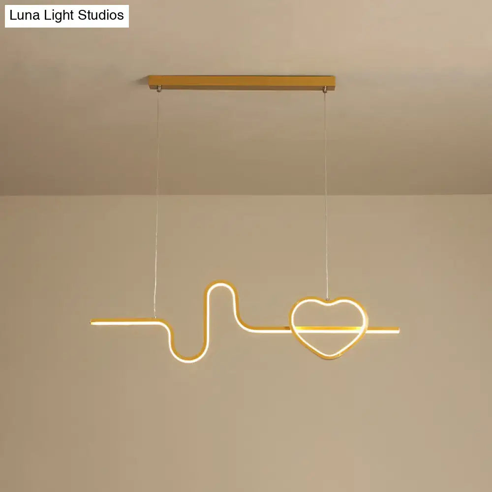 Modern gold heart line island pendant light fixture dining room