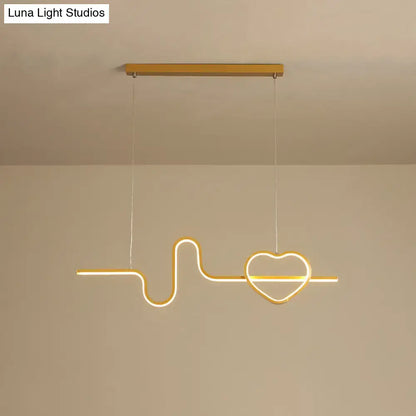 Modern gold heart line island pendant light fixture dining room