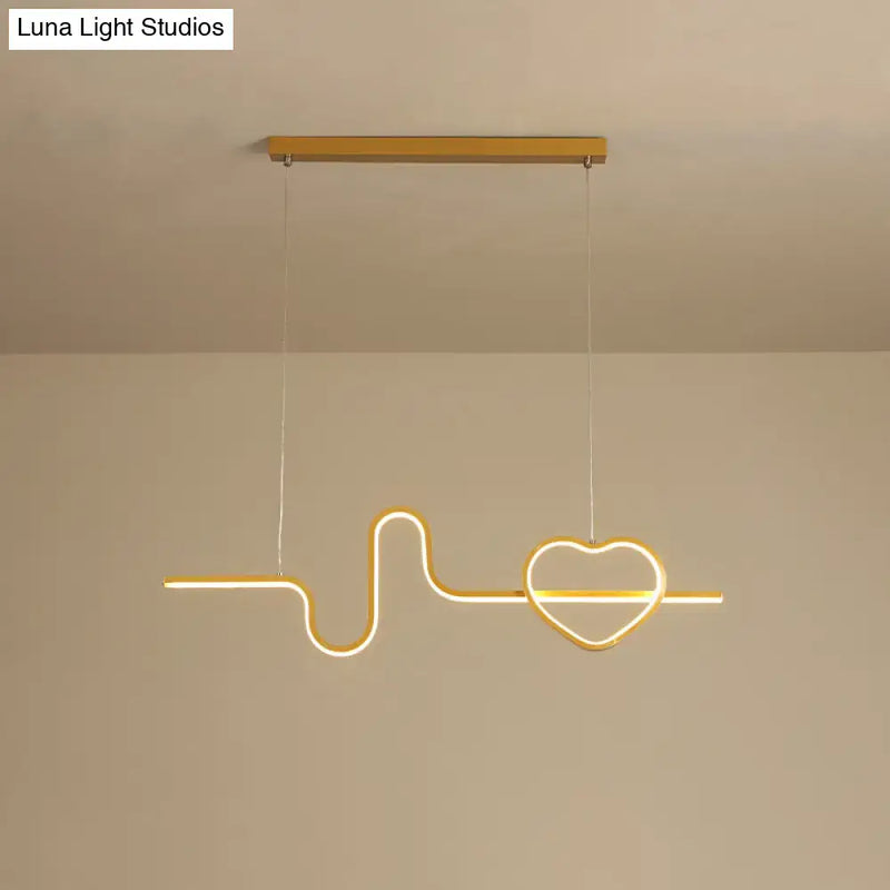 Modern gold heart line island pendant light fixture dining room