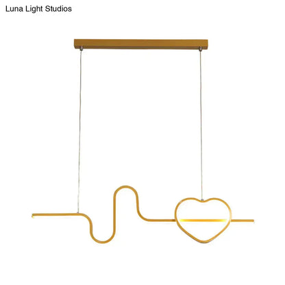 Modern gold heart line island pendant light fixture dining room