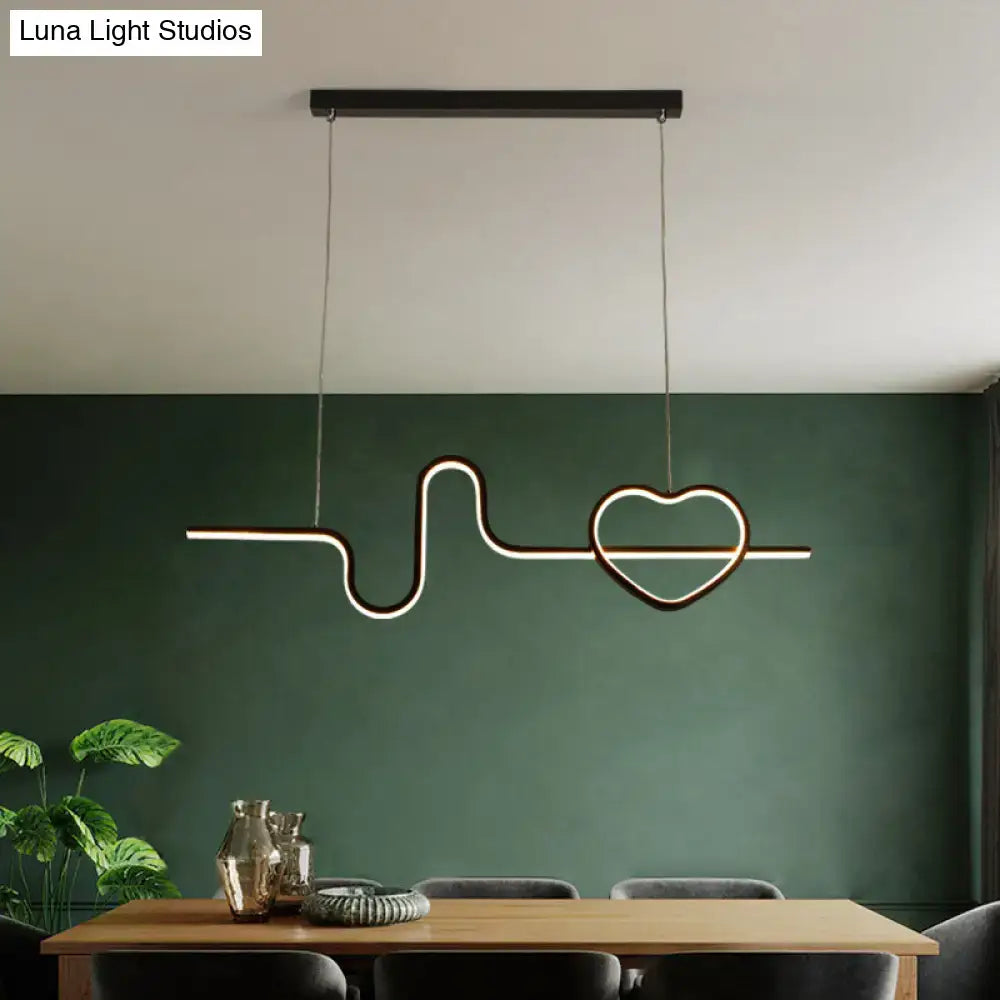 Modern gold heart line island pendant light fixture dining room