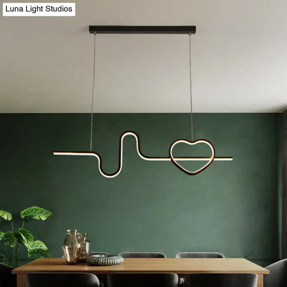 Modern gold heart line island pendant light fixture dining room