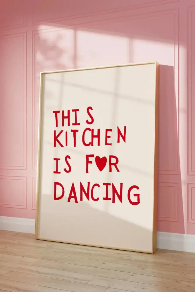 Modern gold framed heart red quote wall art set kitchen decor