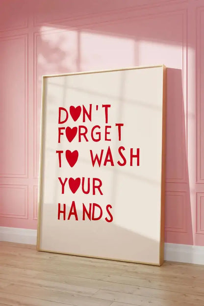 Modern gold framed heart red quote wall art set kitchen decor