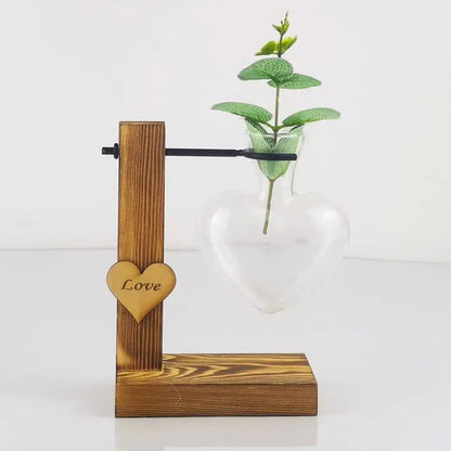 Rustic heart shape hydroponic glass vase living room decor