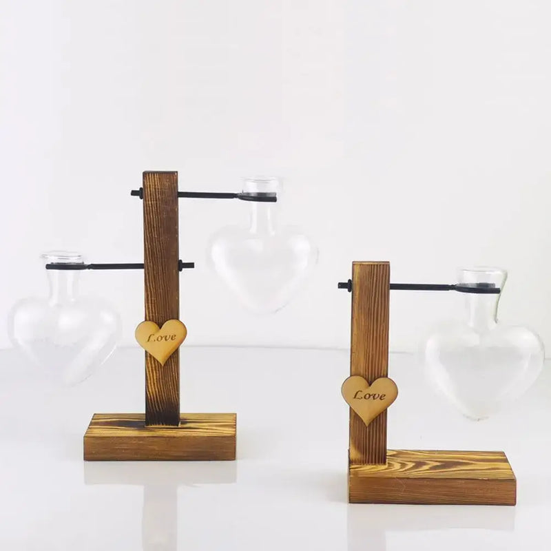 Rustic heart shape hydroponic glass vase living room decor