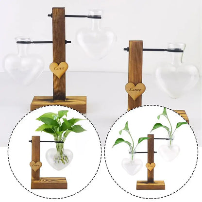 Rustic heart shape hydroponic glass vase living room decor