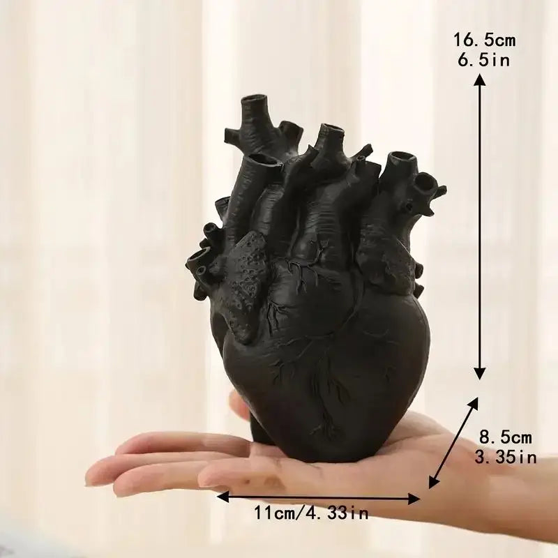 Anatomical heart shape resin vase living room decor
