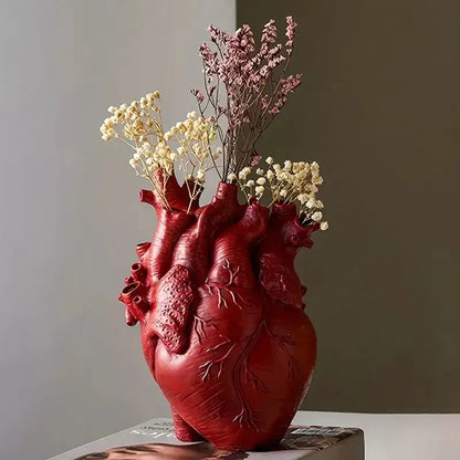 Anatomical heart shape resin vase set living room decor