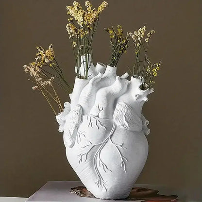 Anatomical heart shape resin vase living room decor
