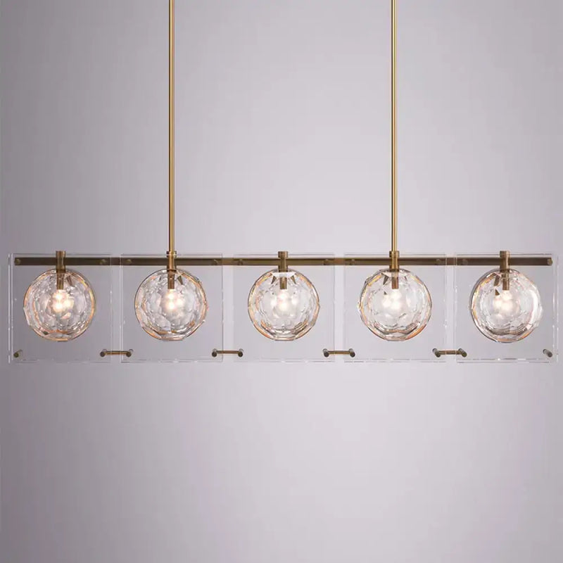 Modern brass finish glass ball island light fixture kitchen pendant