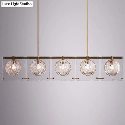 Modern brass finish glass ball island light fixture kitchen pendant