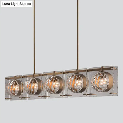 Modern brass finish glass ball island light fixture kitchen pendant