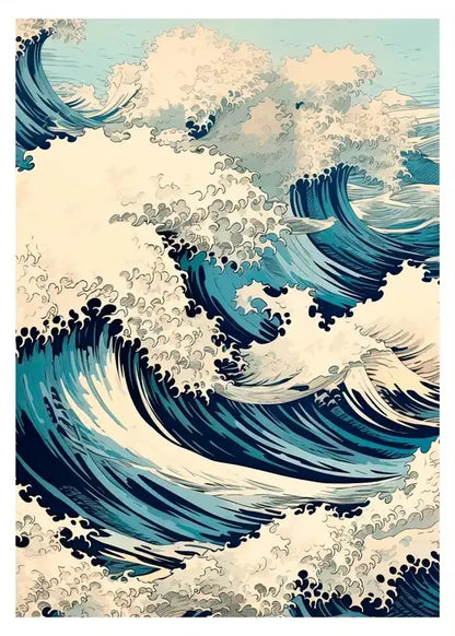 Japanese blue cherry blossom canvas art bedroom moon print