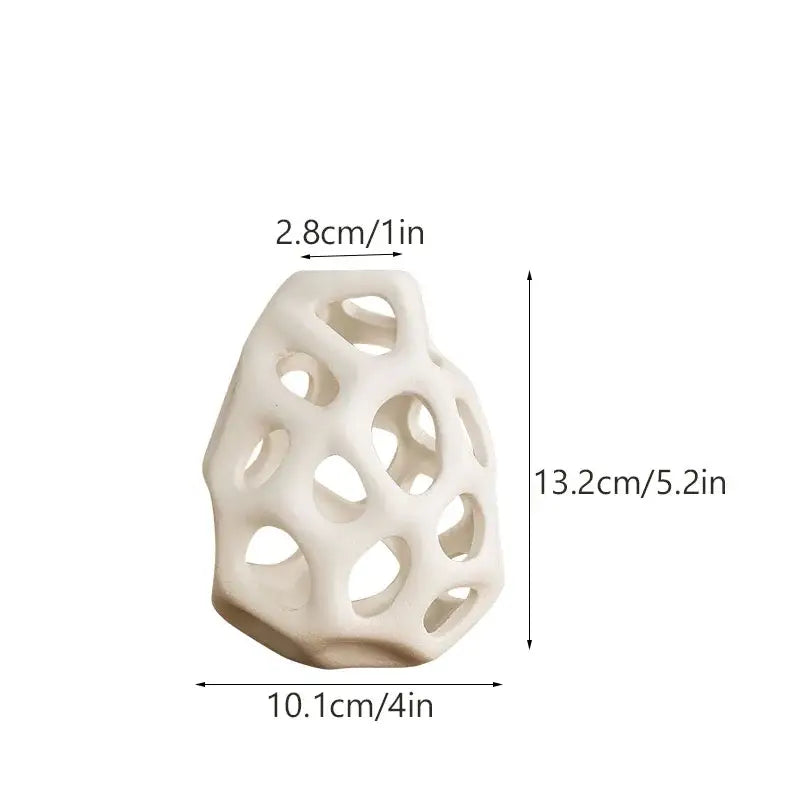 Nordic classical white perforated ceramic vase living room decor
