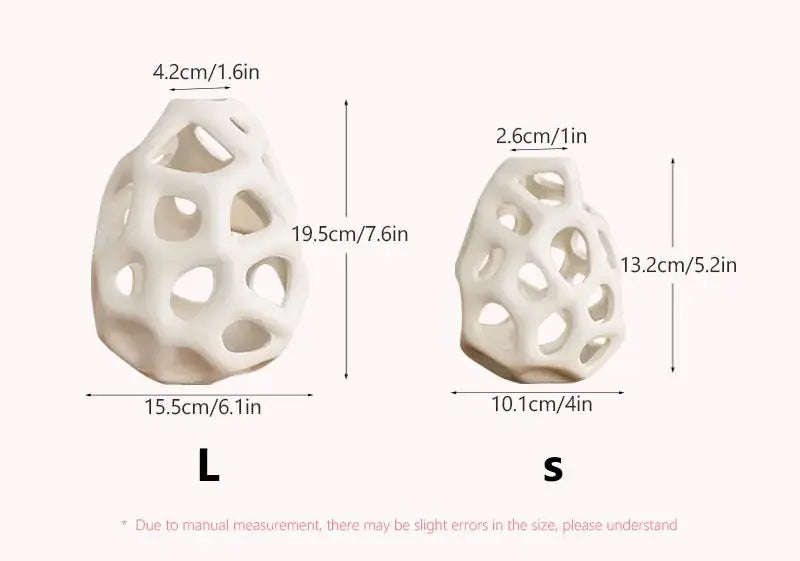 Nordic classical white perforated ceramic vase living room decor