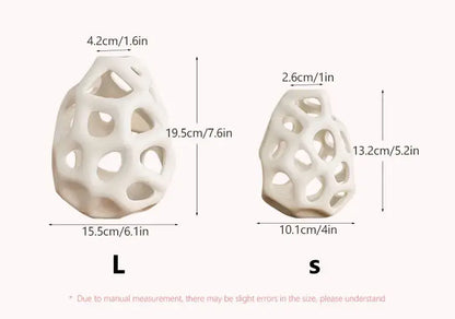 Nordic classical white perforated ceramic vase living room decor