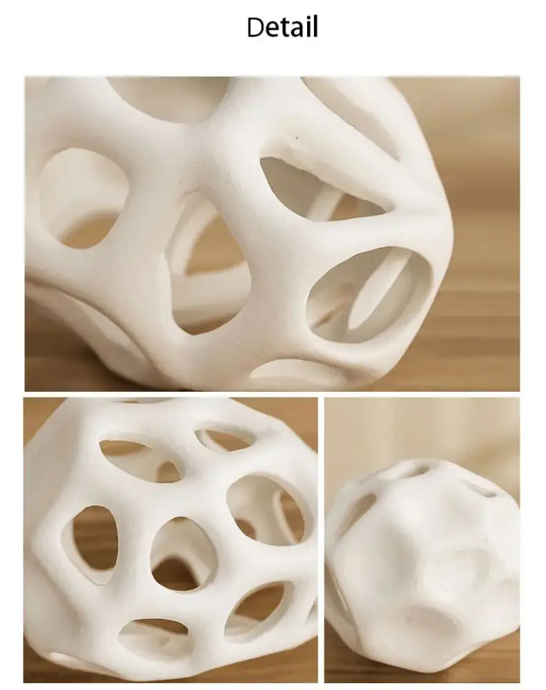 Nordic classical white perforated ceramic vase living room decor