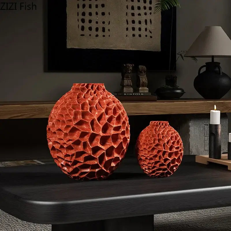 honeycomb vase terracotta ceramic desk decor for office