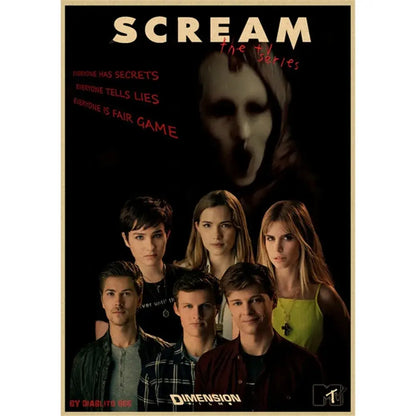 Retro scream horror movie wall art bedroom framed poster