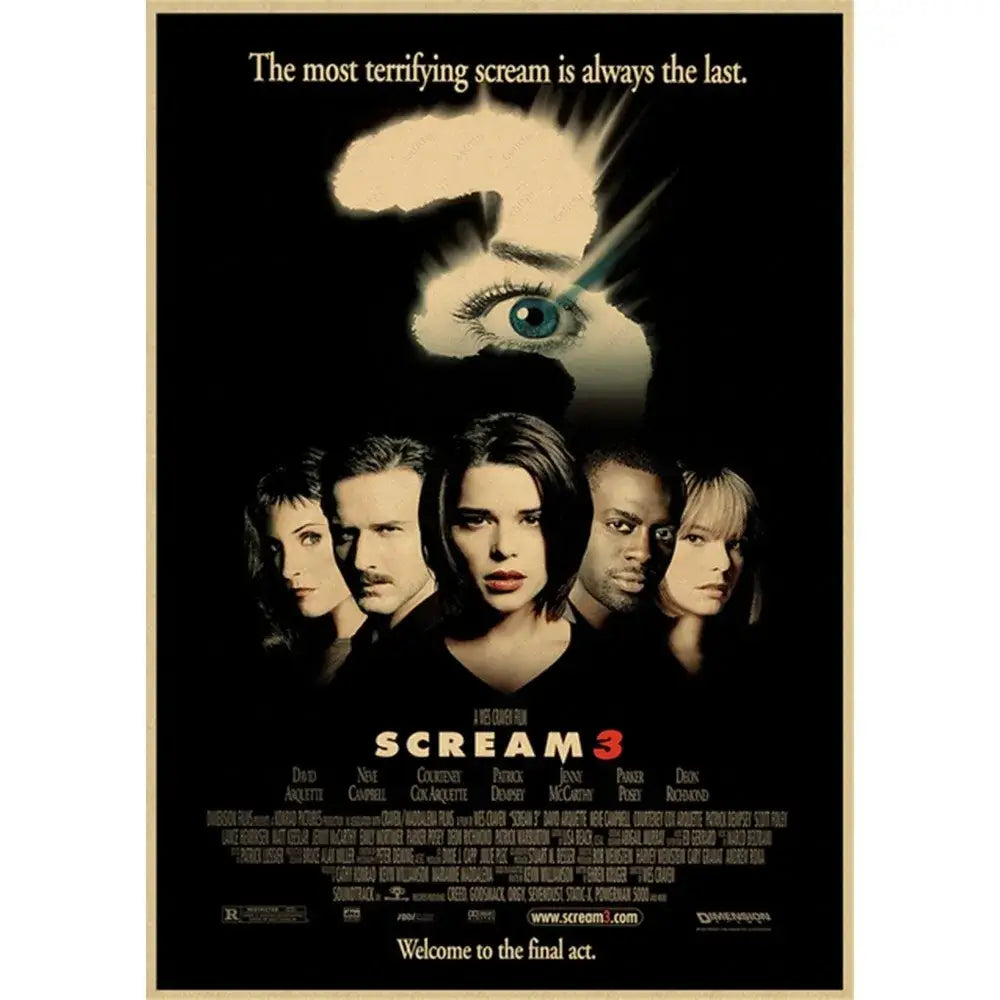 Retro scream horror movie wall art bedroom framed poster