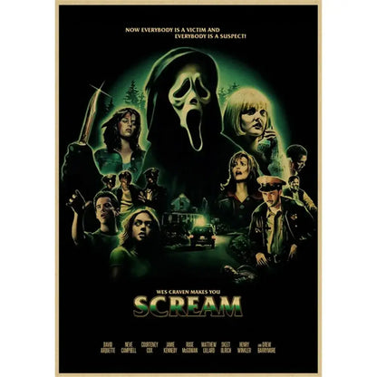 Retro scream horror movie wall art bedroom framed poster