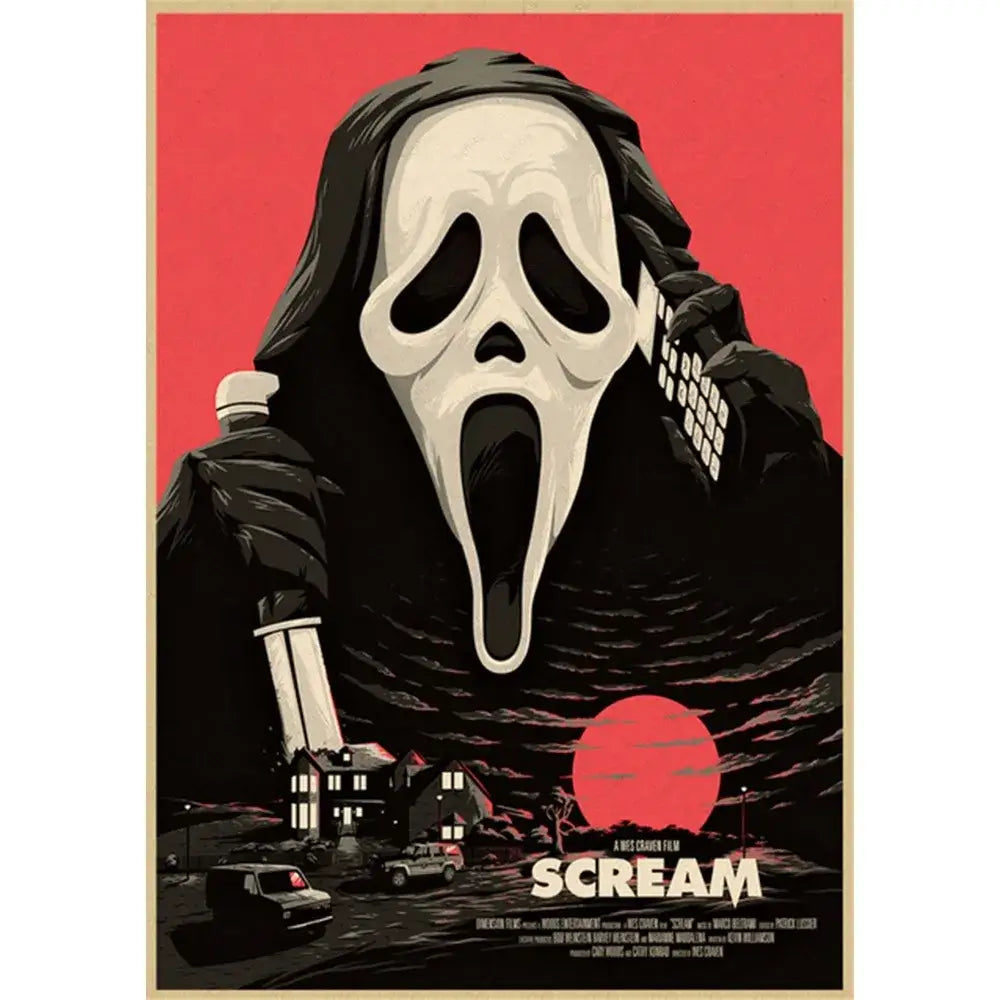 Retro scream horror movie wall art bedroom framed poster
