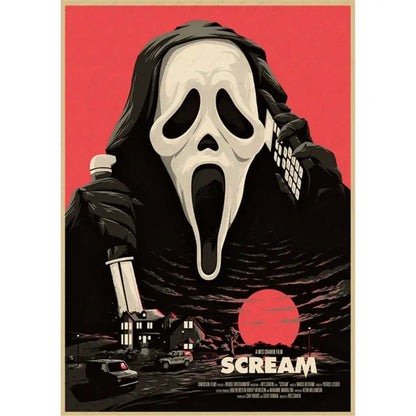 Retro scream horror movie wall art bedroom framed poster