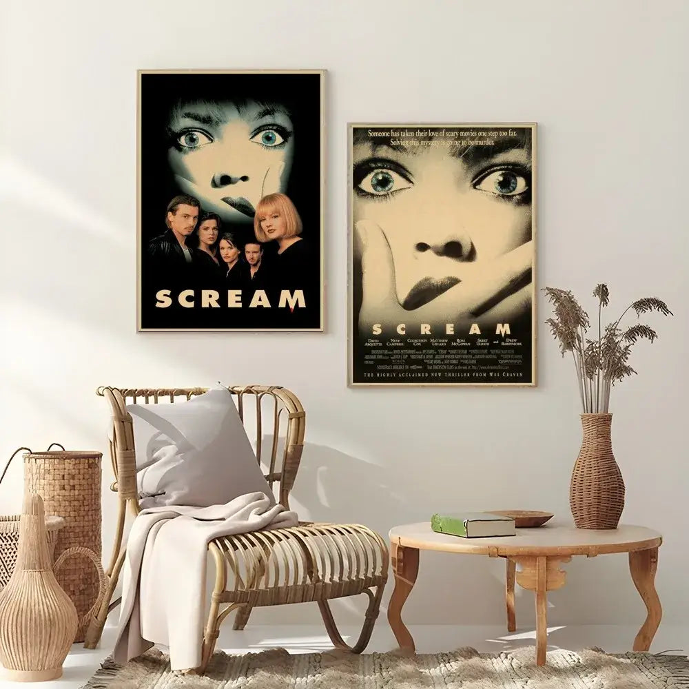Retro scream horror movie wall art bedroom framed poster