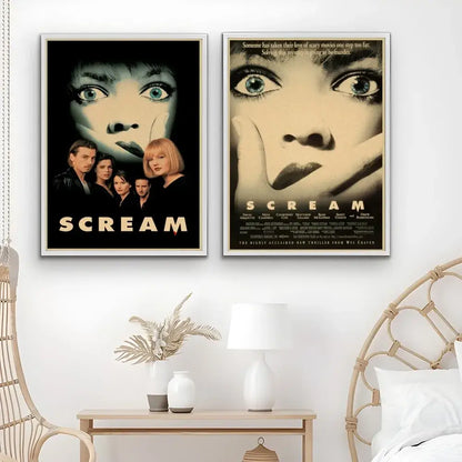 Retro scream horror movie wall art bedroom framed poster