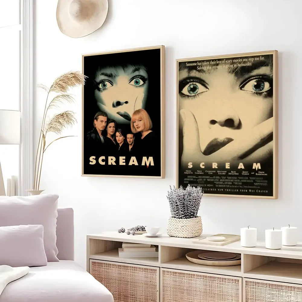 Retro scream horror movie wall art bedroom framed poster