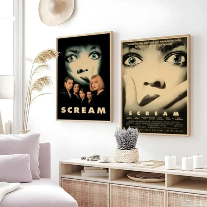 Retro scream horror movie wall art bedroom framed poster