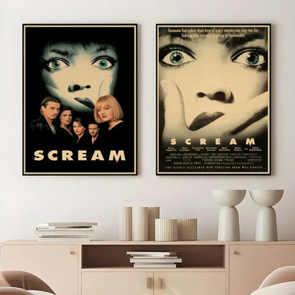 Retro scream horror movie wall art bedroom framed poster