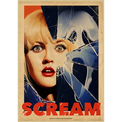 Retro scream horror movie wall art bedroom framed poster