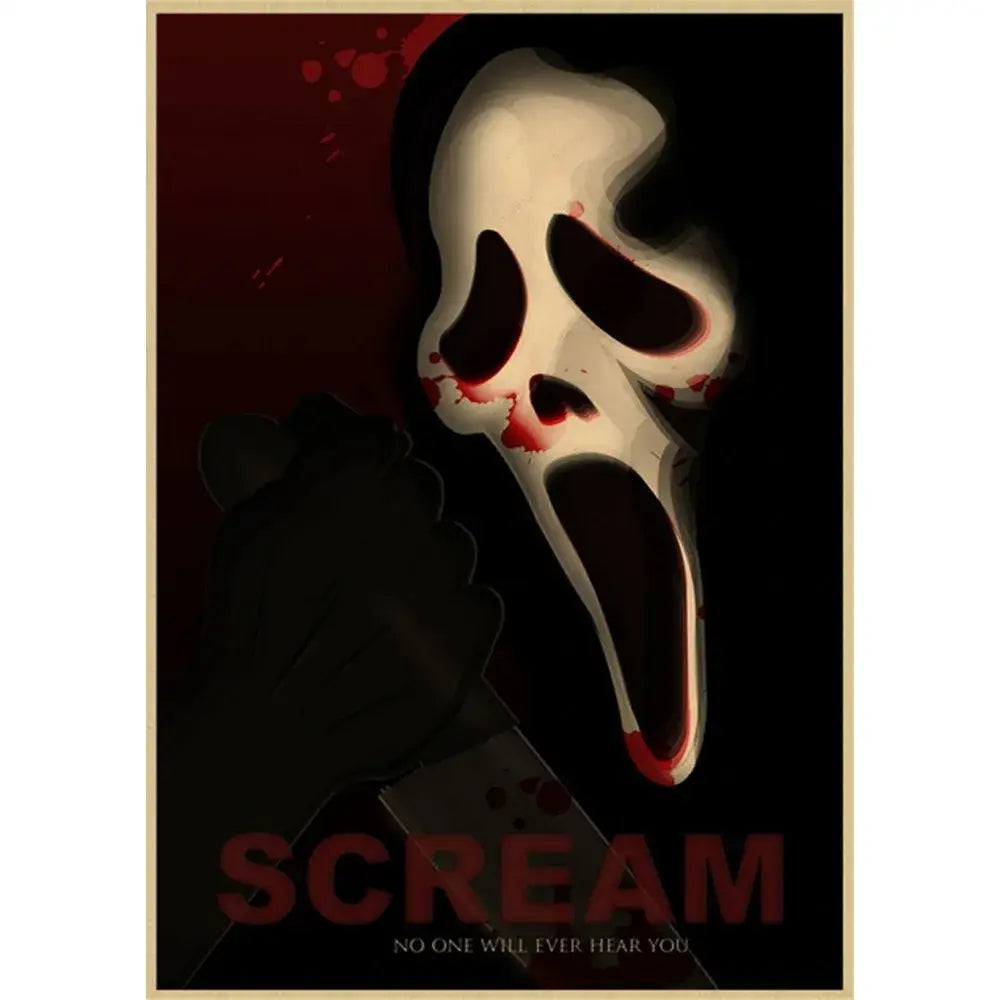Retro scream horror movie wall art bedroom framed poster