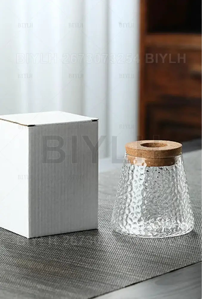 Modern clear glass flower pots with wood base living room planters
