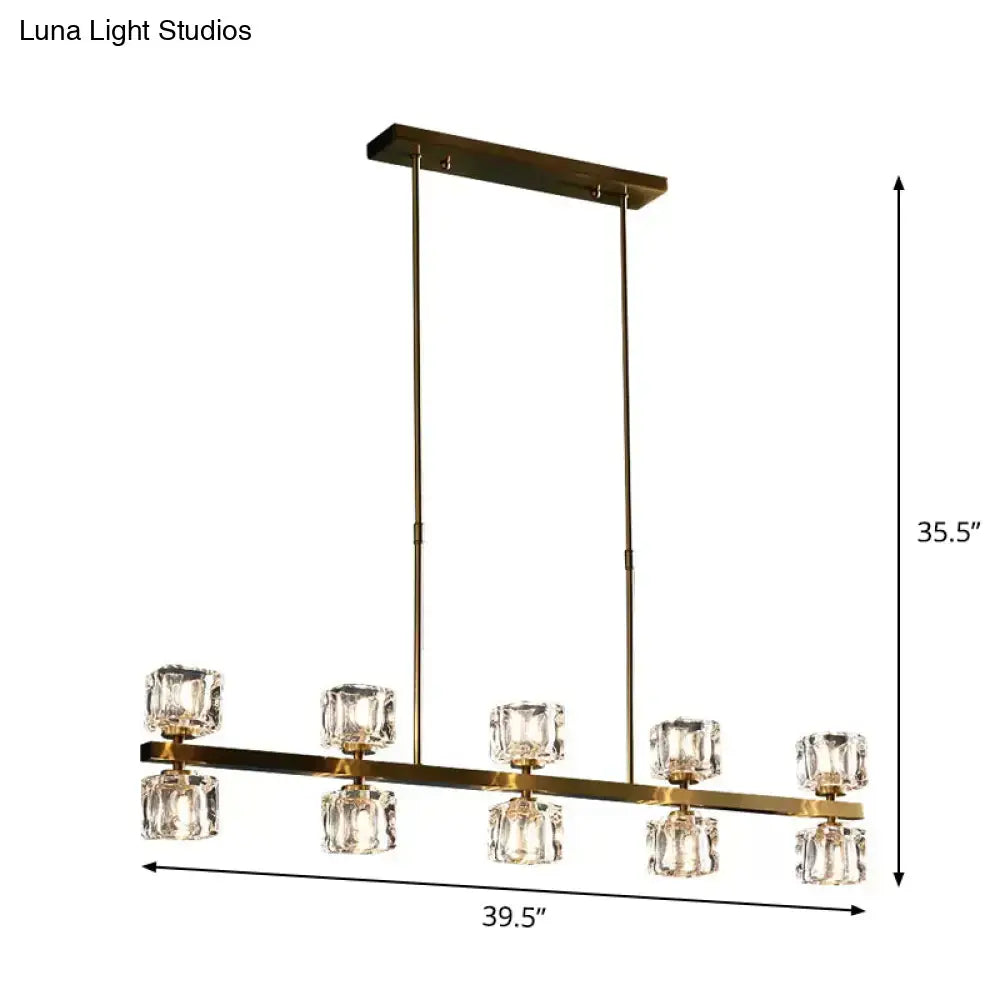 Modern brass and crystal pendant light dining room island lamp